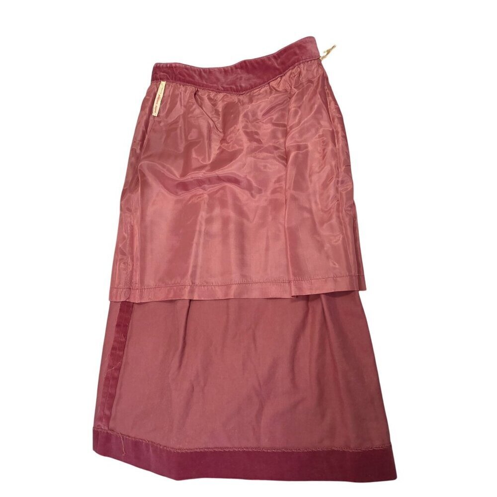 Vintage Patty Woodard Velvet Skirt Jr Sz 5/6 Mauve Pink Lined High Waist Midi - Picture 7 of 8
